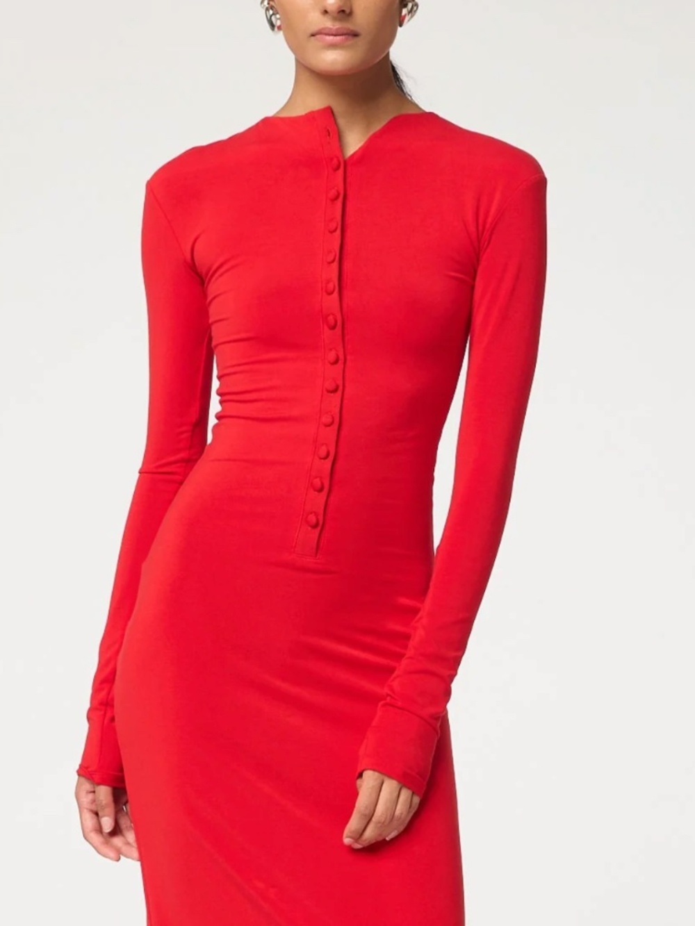Line by K - red long sleeve dress with buttons Size large